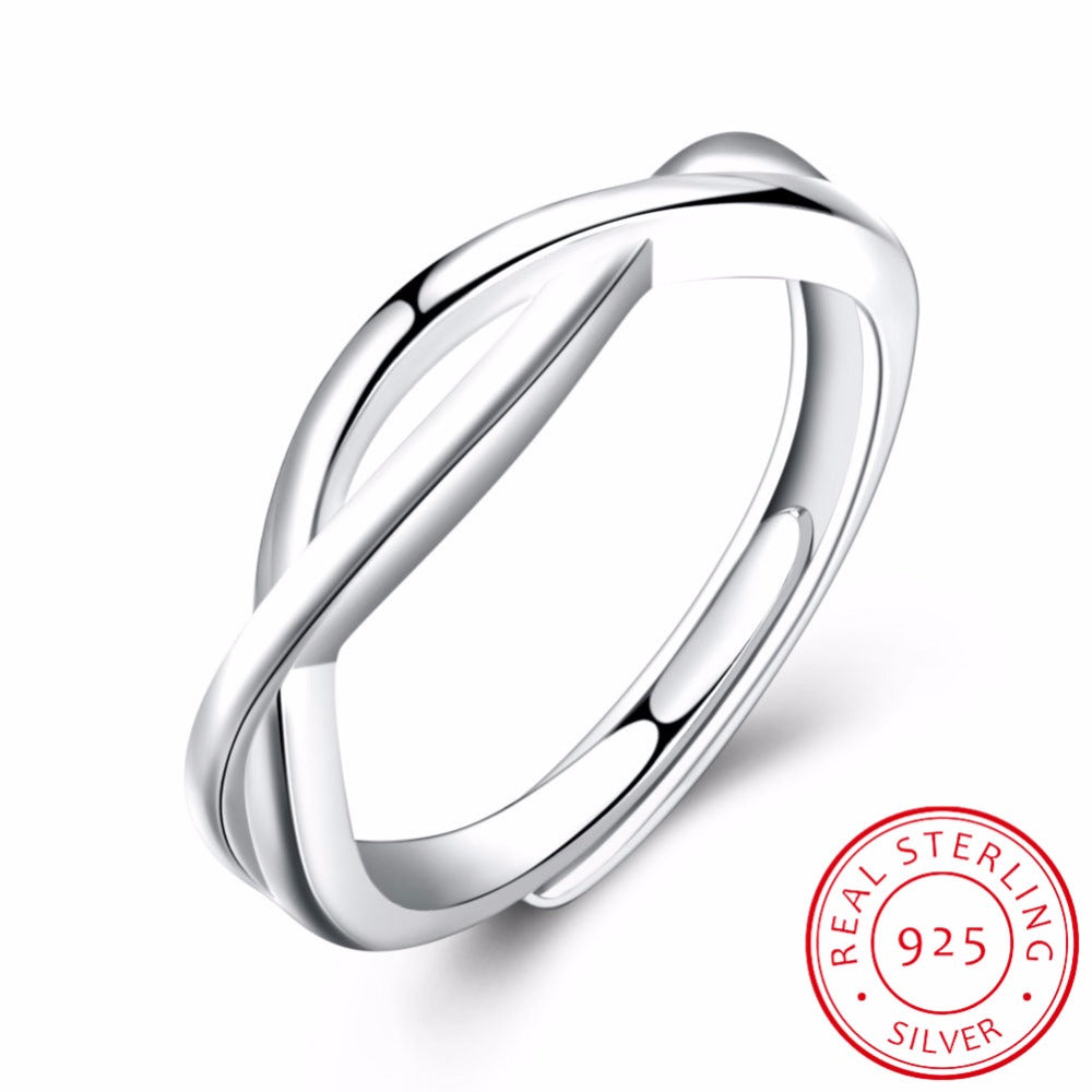 Fashion Design Twisted Style 925 Sterling Silver Cross Finger Ring Adjustable Fine Jewelry Women Beautiful Wedding Anillo