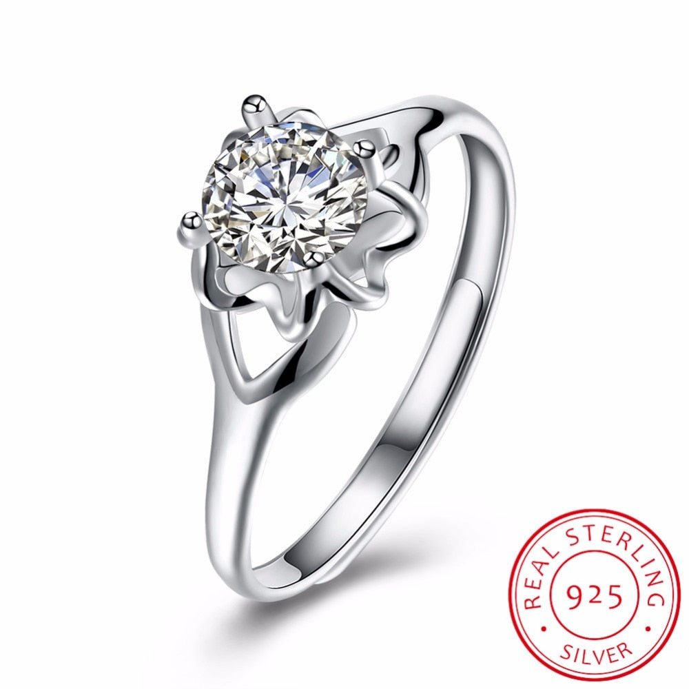 Fashion Flower Fine Jewelry 3ct AAAAA zirconia cz wedding band rings for women 925 Sterling silver Female Ring