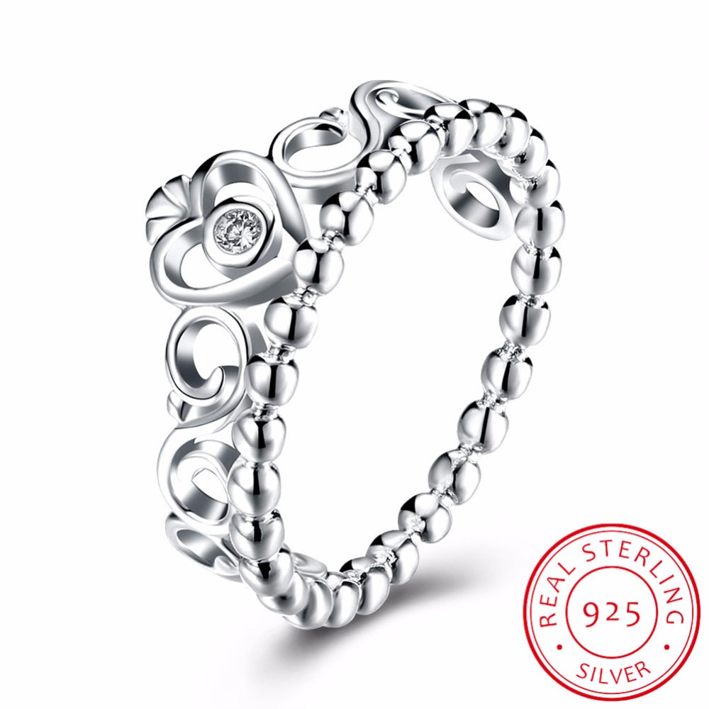 Female Crown ring Simulated CZ 925 Sterling Silver Engagement wedding Band ring for women Fine Jewelry