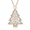 Fine Jewelry Christmas Tree 925 Sterling Silver Statement Pendant Necklace Rhinestone Jewelry Colar de Prata
