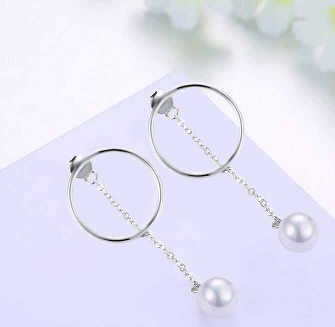 Hook Pearl Drop Earrings Fashion 925 Sterling Silver Pearl Fine Jewelry For Women White pearl earrings