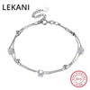 Genuine Crystals From SWAROVSKI 925 Silver Beads Strand Bracelets Bangles Double Chains Women Accessories Fine Jewelry