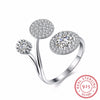 High Quality 925 Sterling Silver Round AAA Zirconia Ring Women Bridal Wedding Engagement Party Finger Opening Rings