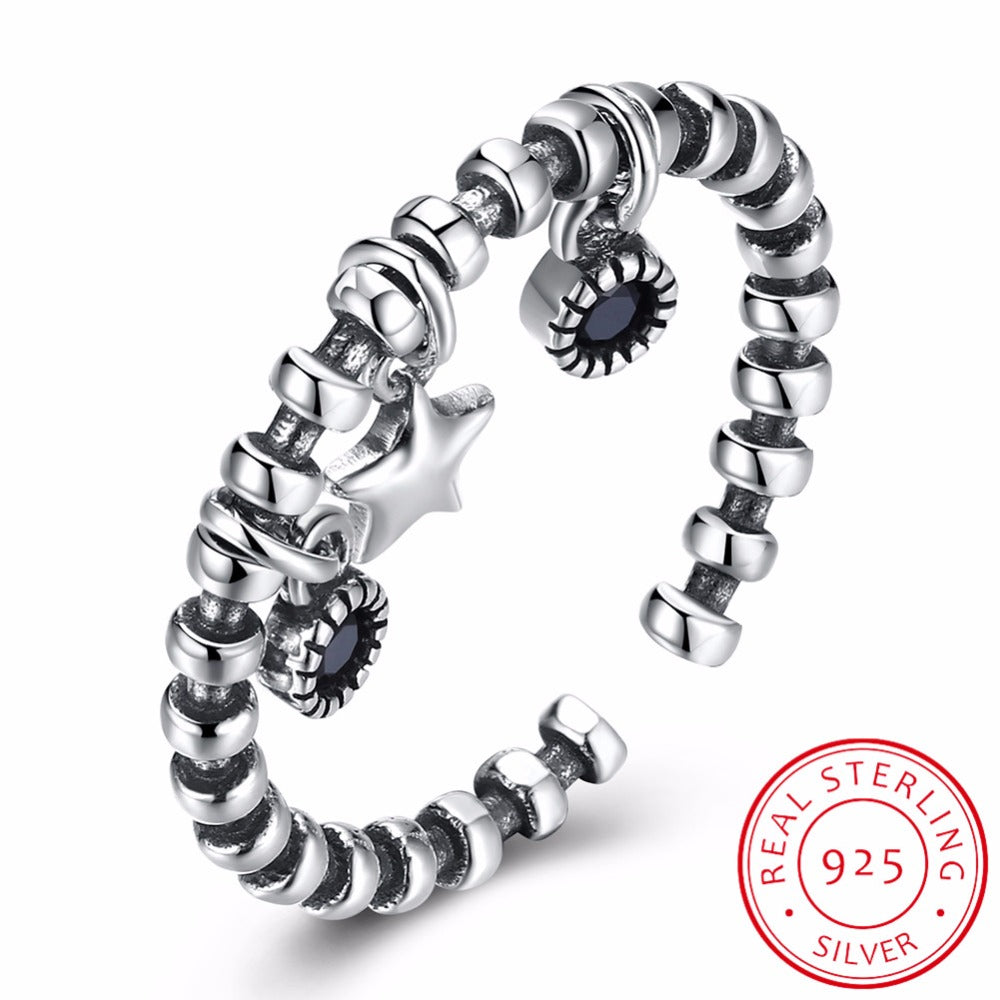 High Quality 925 Sterling Silver Sparking Star Luminous CZ Finger Rings for Women Sterling Silver Fine Jewelry