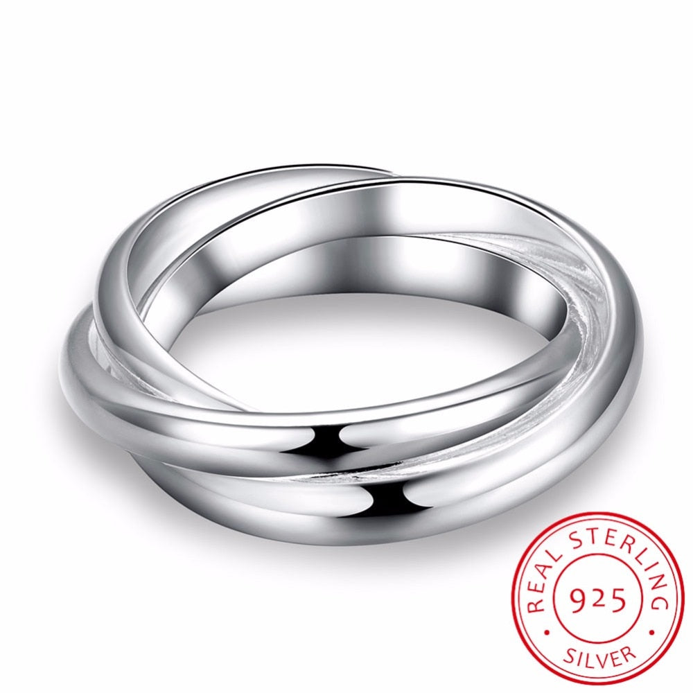 High Quality Engagement Rings For Women 925 Sterling Silver Fashion Anillos Mujer Fine Jewelry Three Circles Ring Men