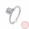 High quality 925 Sterling Silver cube Zirconia ring Square wedding ring   women Fine Jewelry