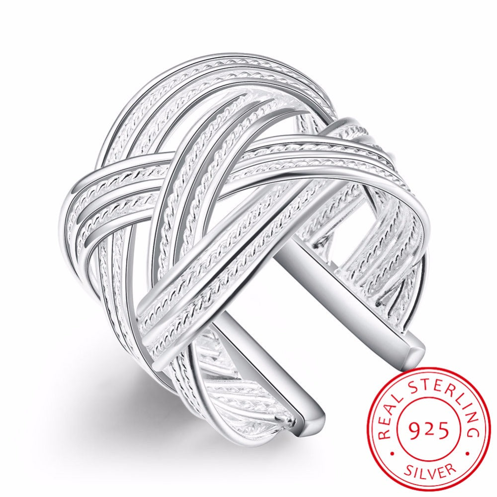 High-quality 925 sterling silver Rings female double cross cz Crystal infinity ring bague argent 925 femme anillos mujer