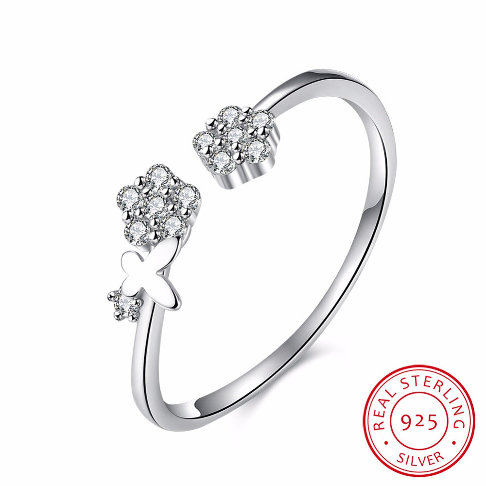 Hot Selling Women Bridal 925 Sterling Silver Opening Ring Wedding Engagement Party AAA Zirconia Ring Love Jewelry