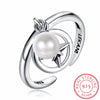 Innovative Romantic Cuff Open 925 Sterling Silver Lover Rings for Women Pearls & Badge Charms Fine Jewelry