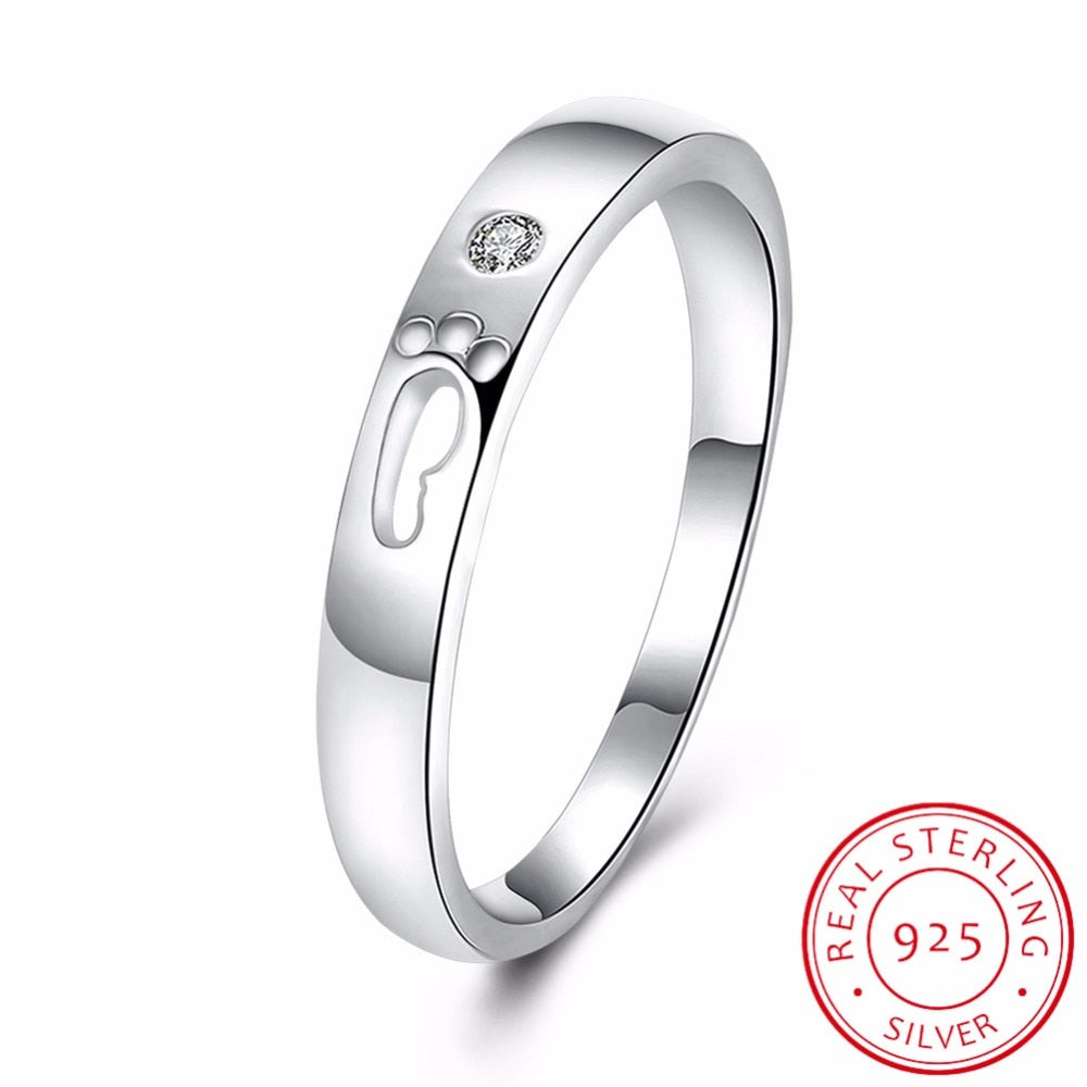 Lovely Style 925 Sterling Silver Crystal Shell Baby Foot Rings Fine Jewelry For Women Love Mom Gift