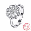 Luxury Flower Cut AAA Zirconia Ring with Micro Paved CZ Ring for Women 925 Silver Fine Jewelry Female Rings