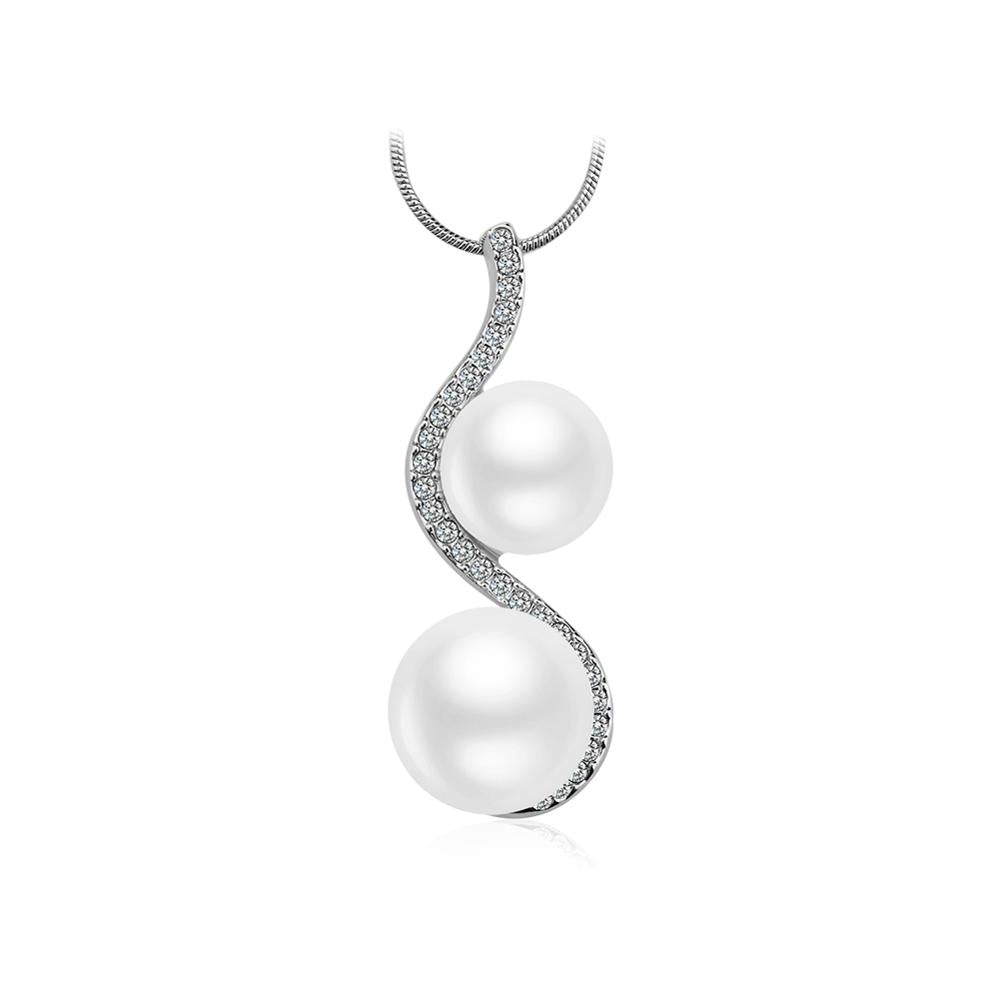 New Design 925 Sterling Siver AAA+ Cubic Zirconia Geometrical Two Pearl Necklaces For Women Fine jewelry