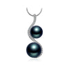 New Design 925 Sterling Siver AAA+ Cubic Zirconia Geometrical Two Pearl Necklaces For Women Fine jewelry