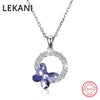 Original Crystals From Swarovski Butterfly Circle Pendant Necklaces S925 Silver Fine Jewelry For Women Girls Christmas
