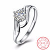 Predestined Classic 4 Claw Engagement Sterling Silver Ring 6mm Clear Bright Cubic Zirconia S925 Women Silver Jewelry