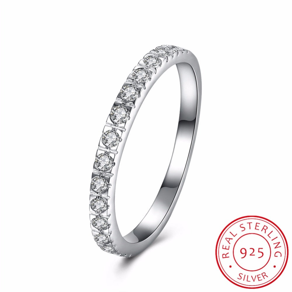 Real Eternity ring Stone 5A Zirconia Birthstone 925 Sterling silver Women Wedding Ring Engagement Band Size 6 7 8 9 Gift