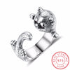 Retro Fine Jewelry Silver Cute Cat 925 Sterling Silver Adjustable Size Unique Vintage 3D Cat Ring for Women Gift Wholesae