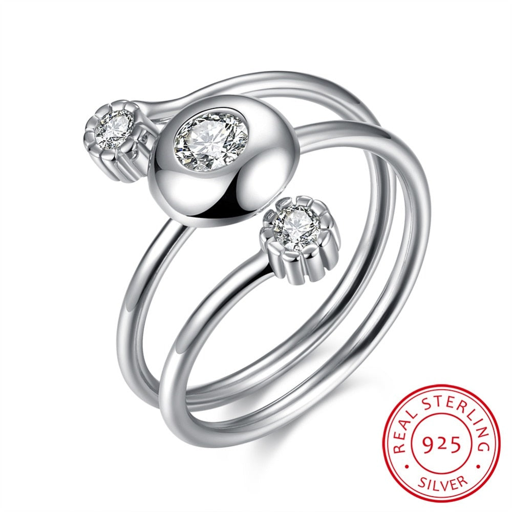 Romantic Jewelry 925 Sterling Silver Opening Ring For Couples Wedding Engagement Women Cubic Zirconia Ring Best Gift