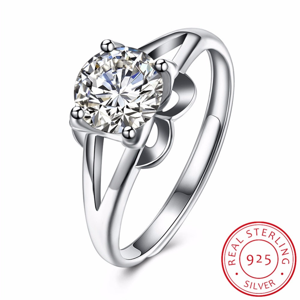 Send Certificate of Silver ! 925 Sterling Silver Wedding Rings For Women Luxury 1 Carat CZ Diamant Engagement Ring