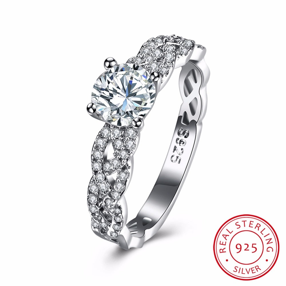 Silver Rings for Women Engagement Wedding Ring Blue White Cubic Zirconia Rings Pure 925 Sterling Silver Fine Jewelry