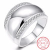 Simple Big Wide Band Full Little Round Crystal Ring High Quality 925 Sterling Silver Brand Jewelry for Men Women