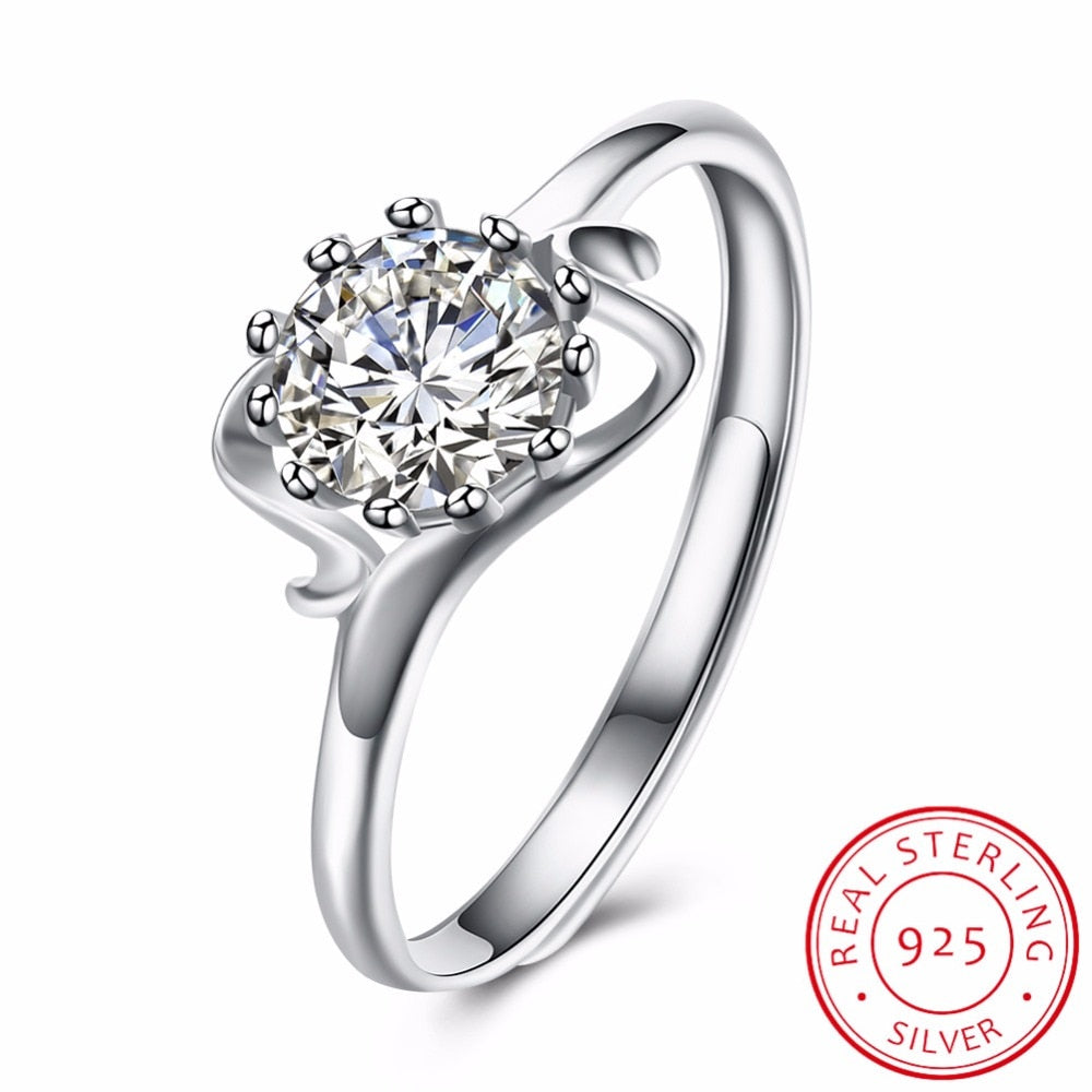 Sparkling CZ Ring for Women Engagement Jewelry Anniversary Gift 925 Sterling Silver Princess Crown Anel bagues femme