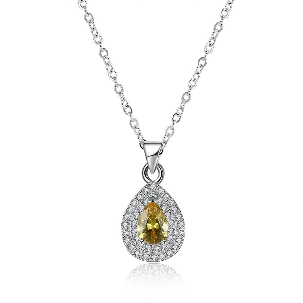 Sterling Silver 925 Water-Drop Pendant Necklace with Movable Shiny Cubic Zirconia Genuine Silver Fine Jewelry