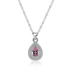 Sterling Silver 925 Water-Drop Pendant Necklace with Movable Shiny Cubic Zirconia Genuine Silver Fine Jewelry