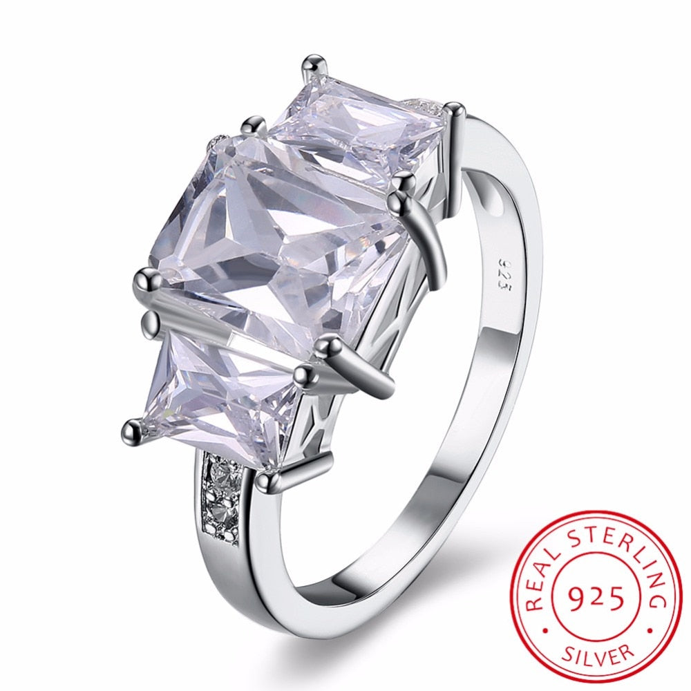 Valentine Luxury Brand Finger Infinity Rings for Women 925 Sterling Silver Rings Three Round Cubic Zirconia Jewelry