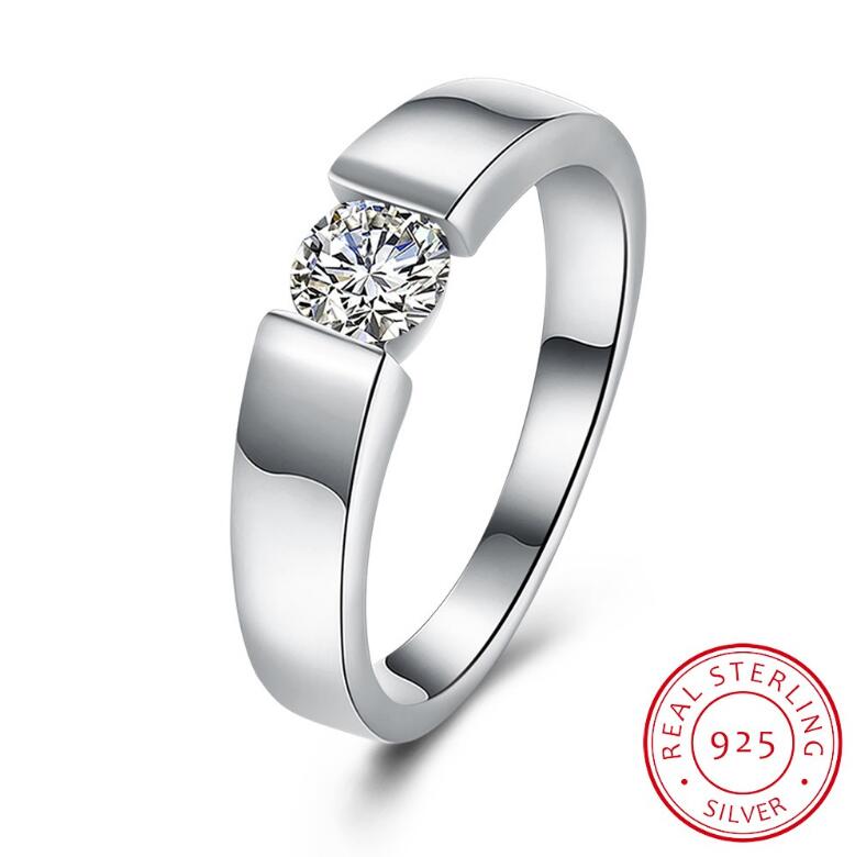 original Solid 925 Silver Rings Set 6mm 1ct CZ Diamant Engagement Rings Jewelry Wedding Rings for Women and Men