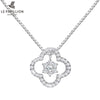 LEPAPILLION Real 925 Sterling Silver Necklace For Women Fine Jewelry Classic Zircon Four Leaf Clover Pendant Necklace Collares
