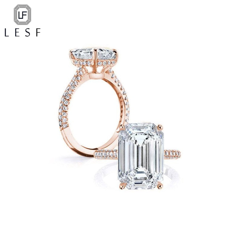 5 ct 925 Sterling Sliver Rings for Women Luxury Rose Gold Engagement Wedding Ring Cubic Zirconia Women Jewelry