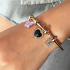 LETAPI 2021   Gold Color Opening Bracelets Bangles Crystal Butterfly Heart Cherry Letter Wedding Bangle for Women