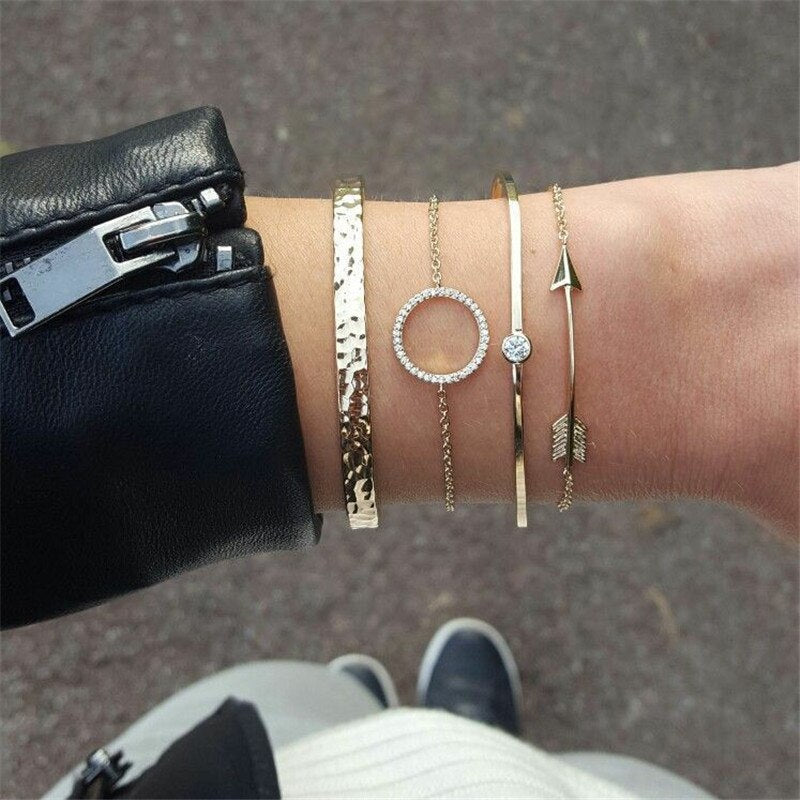 LETAPI 2021   Gold Color Opening Bracelets Bangles Crystal Butterfly Heart Cherry Letter Wedding Bangle for Women