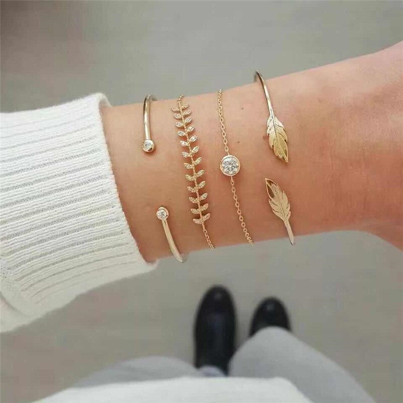 LETAPI 2021   Gold Color Opening Bracelets Bangles Crystal Butterfly Heart Cherry Letter Wedding Bangle for Women