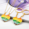 LGBT Gay Lesbian Creative Heart Rainbow Couple Metal Enamel Pendant Necklaces keychains Jewelry Gift