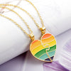LGBT Gay Lesbian Creative Heart Rainbow Couple Metal Enamel Pendant Necklaces keychains Jewelry Gift