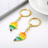LGBT Gay Lesbian Creative Heart Rainbow Couple Metal Enamel Pendant Necklaces keychains Jewelry Gift