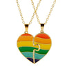 LGBT Gay Lesbian Creative Heart Rainbow Couple Metal Enamel Pendant Necklaces keychains Jewelry Gift