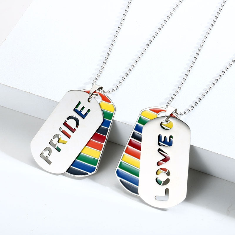 LGBT Necklaces Double Layer Rainbow Love Pendant Necklace Lesbian Gay