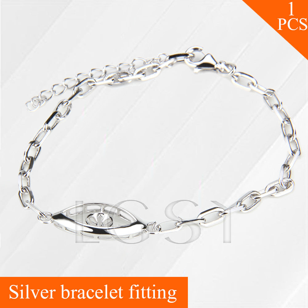 Eye shape lobster clasp charm bracelet accessory, 925 sterling silver bracelet fitting for women hand jewelry making
