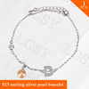 Fashion jewelry Letter B shape sterling silver bracelet with 7-8 akoya pearls for elegant wearing