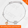 Fashion jewelry Letter E shape sterling silver bracelet with 7-8 akoya pearls for elegant wearing