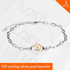 Fashion jewelry nice Heart shape sterling silver bracelet with 7-8 akoya pearls for elegant wearing