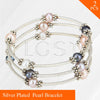 fashion adjustable silver plated pearls wrap bracelet for girls 2pcs