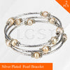 wedding jewelry adjustable silver plated multi row bracelet copper pearls wrap bangle bracelet 2pcs