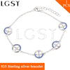 women jewelry 925 sterling silver blue zircon bracelet fitting with pearl seat, charm pearl bracelet accessory