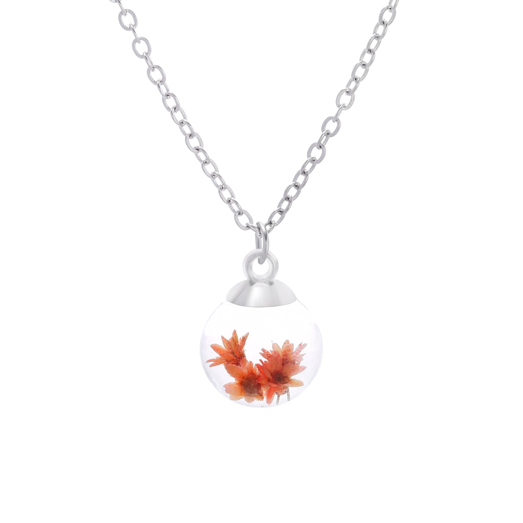 LIEBE ENGEL 2020 Wish Glass Bottle Real Dried Flower Pendant Necklace Maxi Choker Silver Color Chain Women Fashion Jewelry Anime