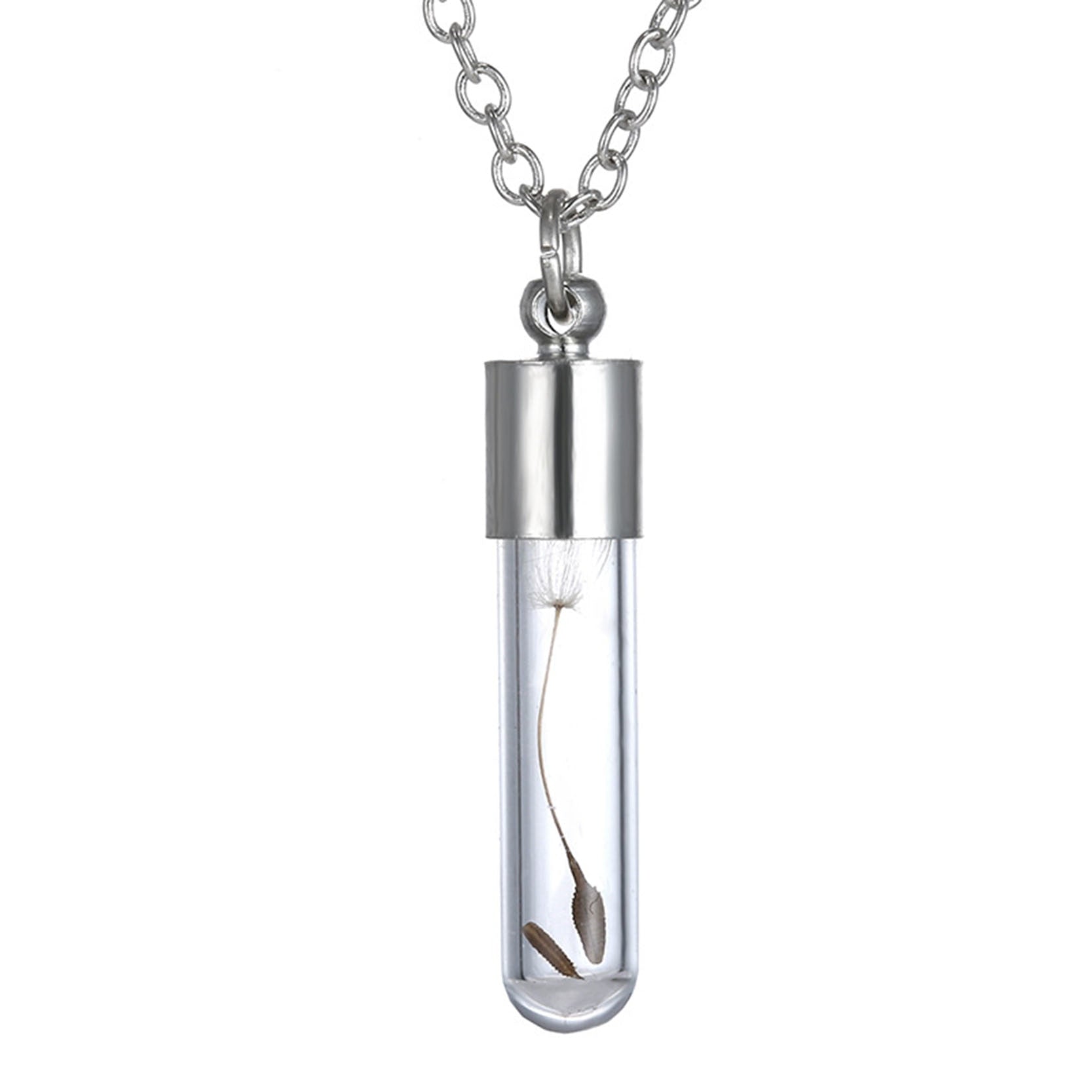 LIEBE ENGEL Fashion Glass Collares Vintage Silver Color Jewelry Bottle Pendant Plant Statement Necklace&Pendants Fine Jewelry