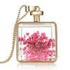 Newest Trendy Collares Dried Flower Crystal Glass Square Pendant Necklace Golden Summer Style Fine Jewelry Women